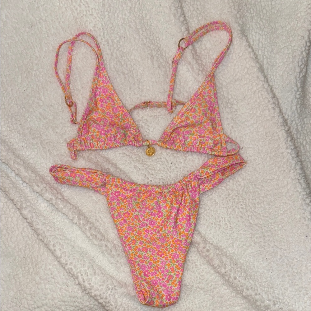 Floral Pink and Orange Bikini Set